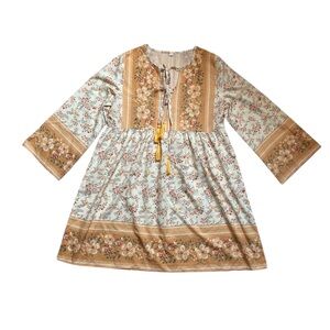 Women’s boho floral print tunic flowy dress
